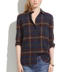 Madewell Ex-Boyfriend Flannel Shirt, brown/blue/green/red